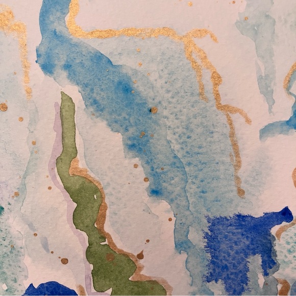 Abstract Waterfall Original Art Watercolor Landscape Painting - Picture 7 of 16